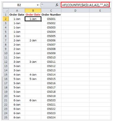 
REPLACING DUPLICATE VALUES IN A COLUMN WITH BLANK CELLS IN MS EXCEL