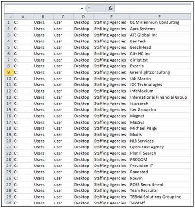 
HOW TO TRANSFER FOLDER NAMES WITHIN A WINDOWS FOLDER INTO MS EXCEL